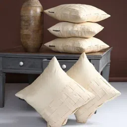 romee Gold Polyester Solid 16x16 inches Cushion Cover (5Pc)-picture-35