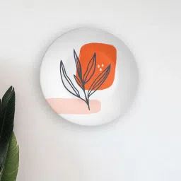 quirk india MulticolouredDark Peach Brush Stroke Leaf Decorative Ceramic Wall Plate-picture-20