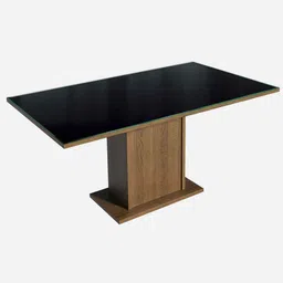 madesa Aurea Glass Table Top 6 Seater Dining Table With In Brown & Black Finish image 3