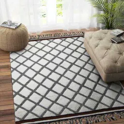 imperial knots Beige Geometric Wool 5ft x 8 ft Hand Knotted Carpet-picture-26