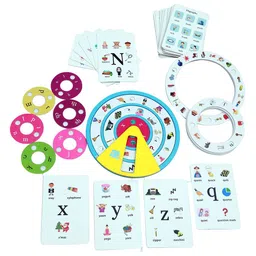 wonderLearn Kids Pink & Blue Phonics Wheel Game Beginner Skill Development Toys image 3