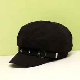 French Accent Men Buckle Detailed Bakerboy Cap-image-20