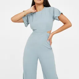 Styli Round Neck Flutter Sleeves Basic Jumpsuit image 4