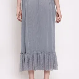 LELA Women Grey Self Design Midi A-Line Skirt image 5