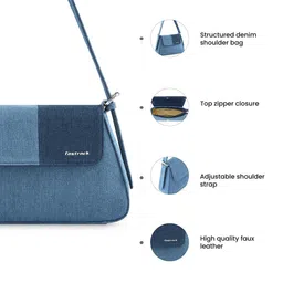 Fastrack Women's Denim Colourblocked Structured Shoulder Bag image 3