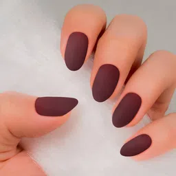 JENNA Set Of 24 Press On Acrylic Almond Shape Artificial Nails - Matte Wine image 3