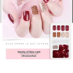 SYGA 30Pcs Long-Lasting Press-On Artificial Nails - Red F635-22 image 2