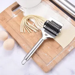 Ngel High Grade Stainless Steel Noodle Cutter Roller || Easy Pie Dough Cutting Tool || Creative Manual Noodle Cutter for Kitchen Cooking Tools, Vegetable Cutter Roller (Noodle Lattice Roller) image 2