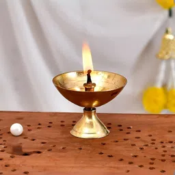 CraftVatika Gold-Toned Textured Brass Deepak Oil Diya-image-60