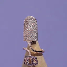 SOHI Rose Gold-Plated Stone-Studded Adjustable Finger Ring image 1