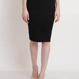 Popwings Women Black Solid Pencil  Skirts-picture-37