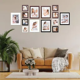 random Pack of 14 Brown & White Synthetic Wood Collage Photo Frames image 1