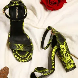 Bruno Manetti Green Animal print PU Block Heels-picture-14