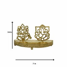 manor house Roshni Lakshmi Ganesh Gold Iron Table Tealight Holder image 3