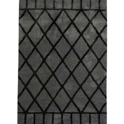 saral home Grey Geometric Cotton 4 ft x 6 ft Machine Made Carpet image 2
