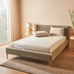 DDecor Beige & Silver-Toned 180 TC King Bedsheet with 2 Pillow Covers image 1