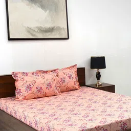 BOMBAY DYEING Epigram Red Printed Pure Cotton 20 TC King Bedsheet Set 2.74 m X 2.74 m image 1