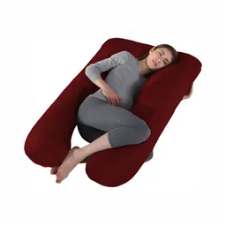 DADDY COOL Maroon Fibre Filled Cotton Ultra Soft Maternity Pillow image 4