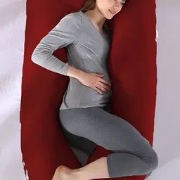 DADDY COOL Maroon Fibre Filled Cotton Ultra Soft Maternity Pillow image 3