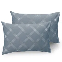 Huesland Aspire Grey & White Printed 186 TC Cotton Queen Bedsheet & 2 Pillow Covers image 3