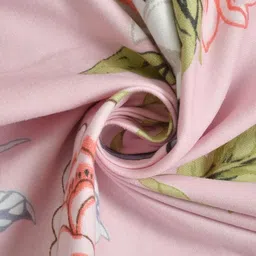 UrbanArts Peach-Coloured & Green Floral King Bedsheet with 2 Pillow Covers image 5