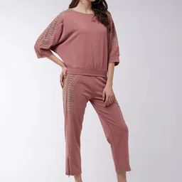 Zima Leto Embellished Boat Neck Top With Joggers Co-Ords image 3