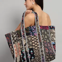 HANDICRAFT PALACE Floral Printed Structured Tote Bag image 4
