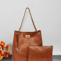 Bagsy Malone Textured Structured Shoulder Bag With Pouch-picture-30