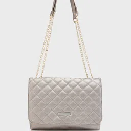 Caprese Textured Zip Detail PU Structured Sling Bag with Quilted-image-76