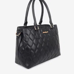 Black Spade Textured Pu Structured Handheld Bag with Quilted image 3