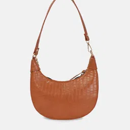 Bagsy Malone Tan PU Half Moon Hobo Bag with Quilted image 4