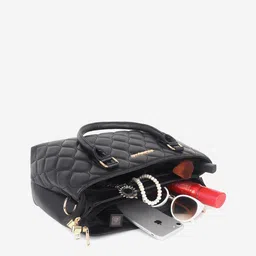 Black Spade Textured Pu Structured Handheld Bag with Quilted image 5