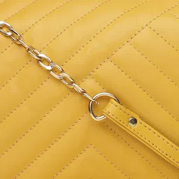 DressBerry Yellow Textured Structured Sling Bag image 4