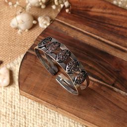 TEEJH Women Silver-Plated Oxidised Cuff Bracelet-picture-32