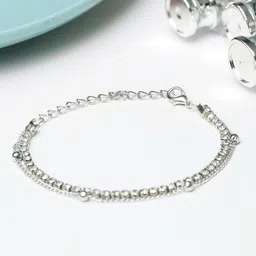 PRITA BY PRIYAASI Women Silver-Plated & White Brass American Diamond Link Bracelet-image-8