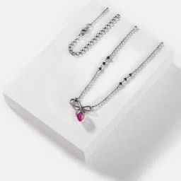 SHAYA Silver-Toned & Fuchsia 925 Sterling Silver Necklace-picture-45