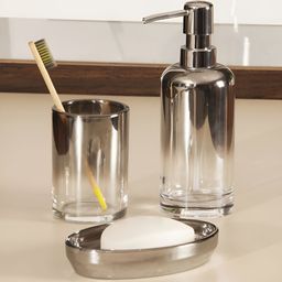 OBSESSIONS Silver-Toned 3 Pieces Glass Transparent Bath Accessories Set 400ml-picture-20