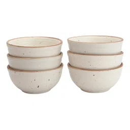 miah decor Handcrafted Matte 260ml White Ceramic (Set of 6) Dinner Bowl image 2