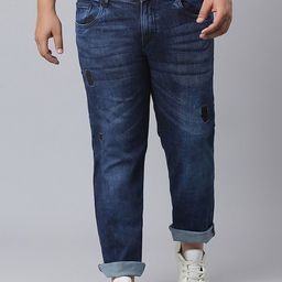 Instafab Plus Plus Size Men Jean Relaxed Fit Mildly Distressed Light Fade Cotton Jeans-picture-45