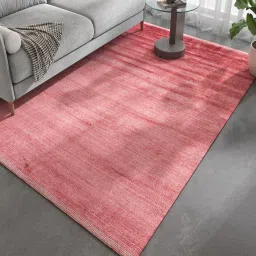 jaipur rugs Red Solid Bamboo Silk 6 ft X 9 ft Hand Woven Carpet image 1