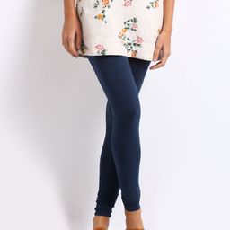 Go Colors Women Navy Blue Solid Churidar Length Leggings-image-50