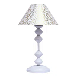 Beige & Gold Shade Table Lamp With Metal Base By Foziq image 5