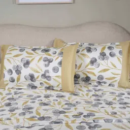 maspar Yellow Fruit Print 200 TC Cotton King Size Bed Sheet with 2 Pillow Covers Sensory Bloom Collection image 2