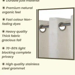 the conversion Maroon Premium Jute Solid 7ft Light Filtering Eyelet Longdoor Curtain (1 Pc) image 5