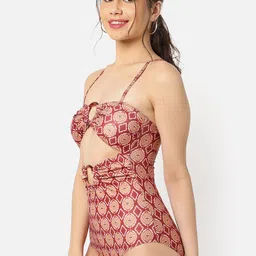 HAUTE SAUCE by  Campus Sutra Women Printed Cut-Out Swimsuit image 3