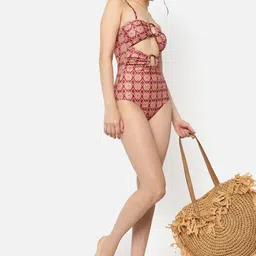 HAUTE SAUCE by  Campus Sutra Women Printed Cut-Out Swimsuit image 5