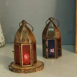 Homesake Set of 2 Copper-Toned Moroccan Table Lanterns-image-7