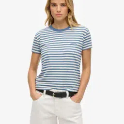 superdry Women Essential Logo Striped Regular Fit Crew-Neck T-Shirt image 1