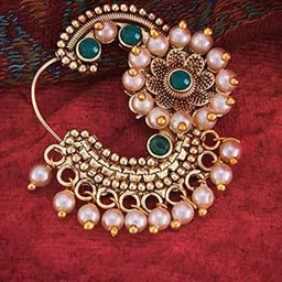 Vighnaharta Gold-Plated Pearls Stud Nosepin-picture-35