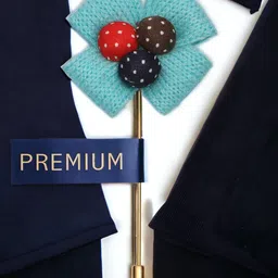 PELUCHE Unisex Blue & Gold Floral Lapel Pin image 1